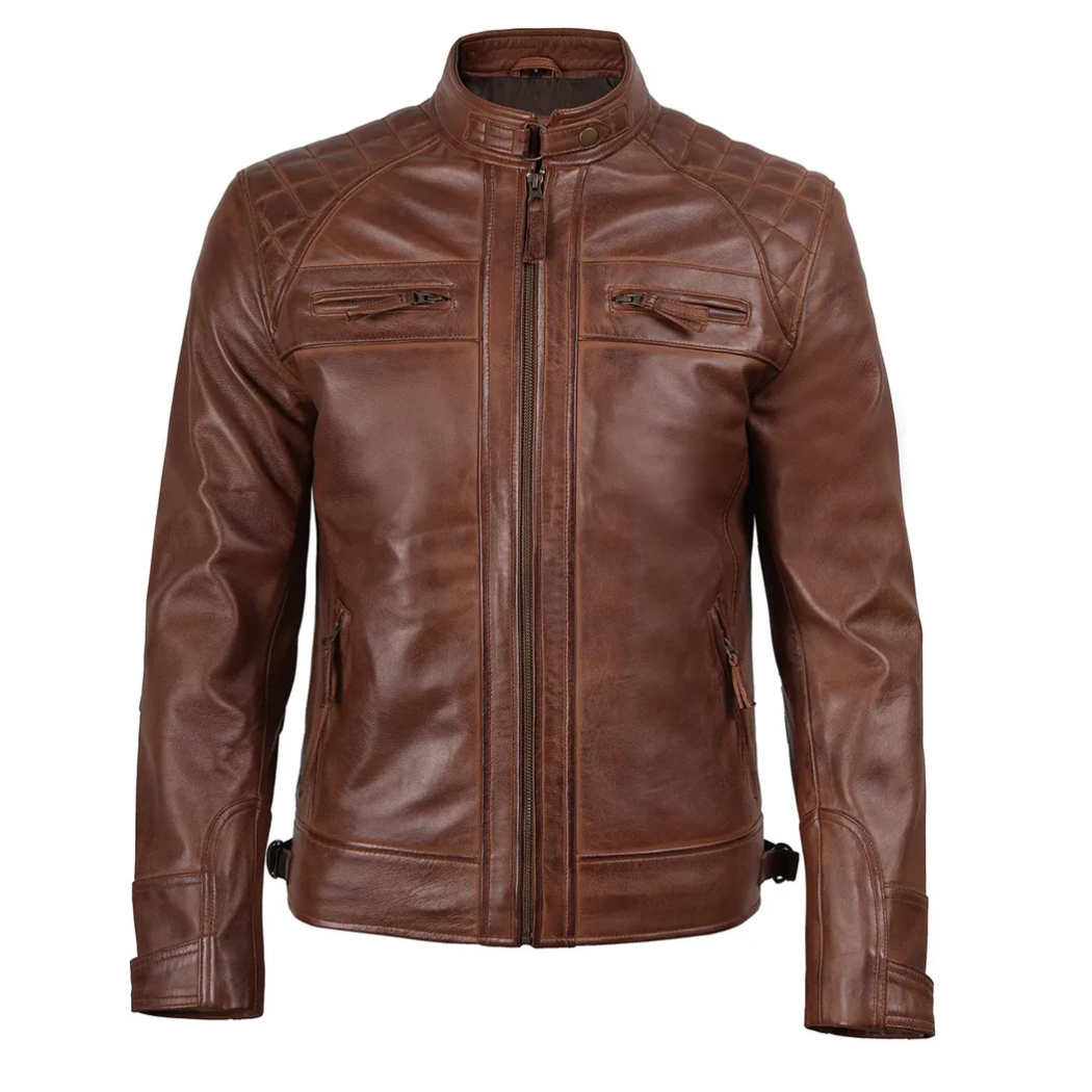 STANLEY | VESTE CAFÉ RACER EN CUIR MATELASSÉ POUR HOMME
