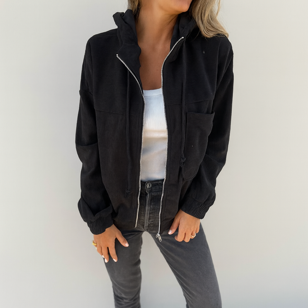 Corduroy zip-up hoodie