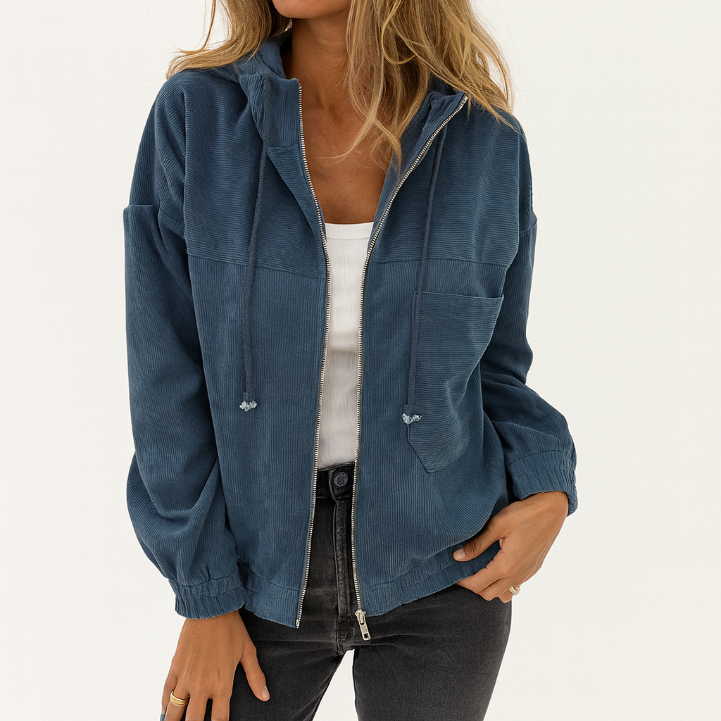 Corduroy zip-up hoodie