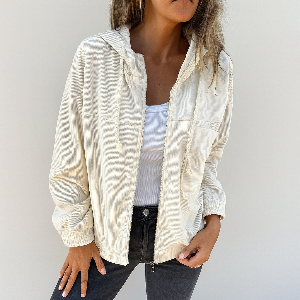 Corduroy zip-up hoodie