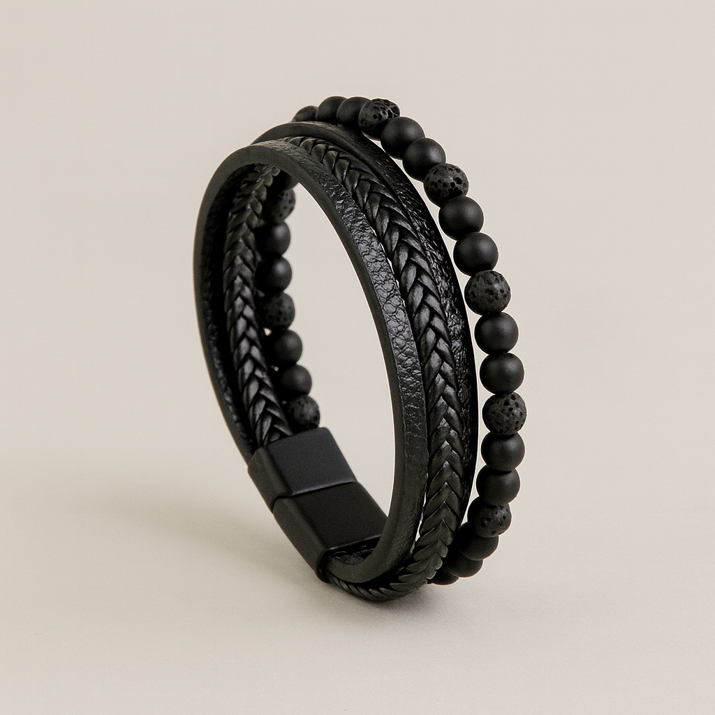 Stylish Men's Leather Bracelet Set