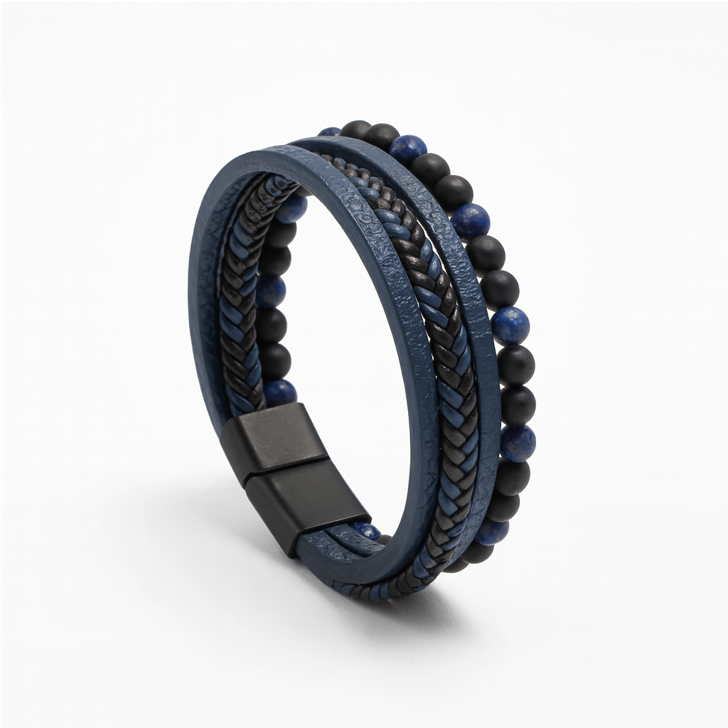Stylish Men's Leather Bracelet Set