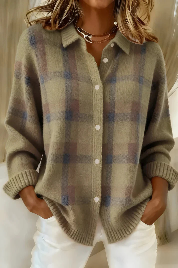 ELORA | CHEMISE TRICOTÉE CARREAUX COSYWEAVE