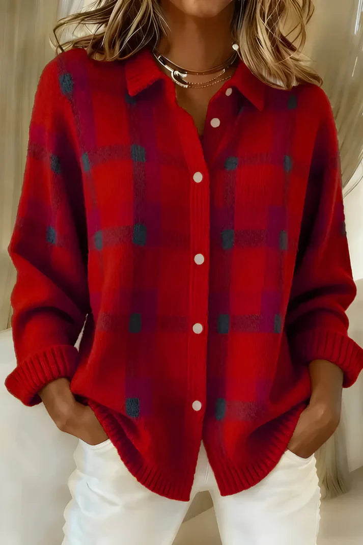 ELORA | CHEMISE TRICOTÉE CARREAUX COSYWEAVE